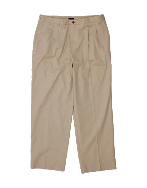 Double denim IZOD Mens Pegged Chino Trousers W36 L32  Beige Cotton