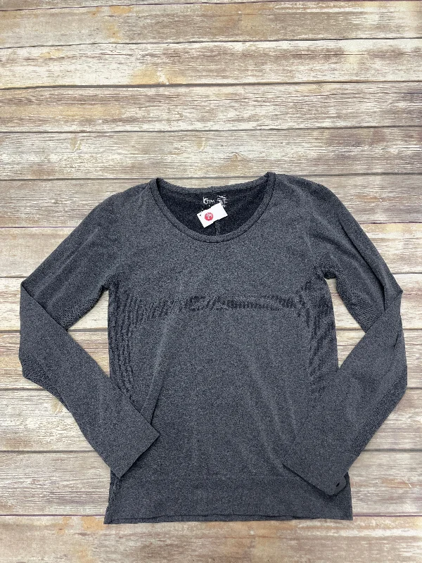 Basic shirt Grey Athletic Top Long Sleeve Collar Zyia, Size L