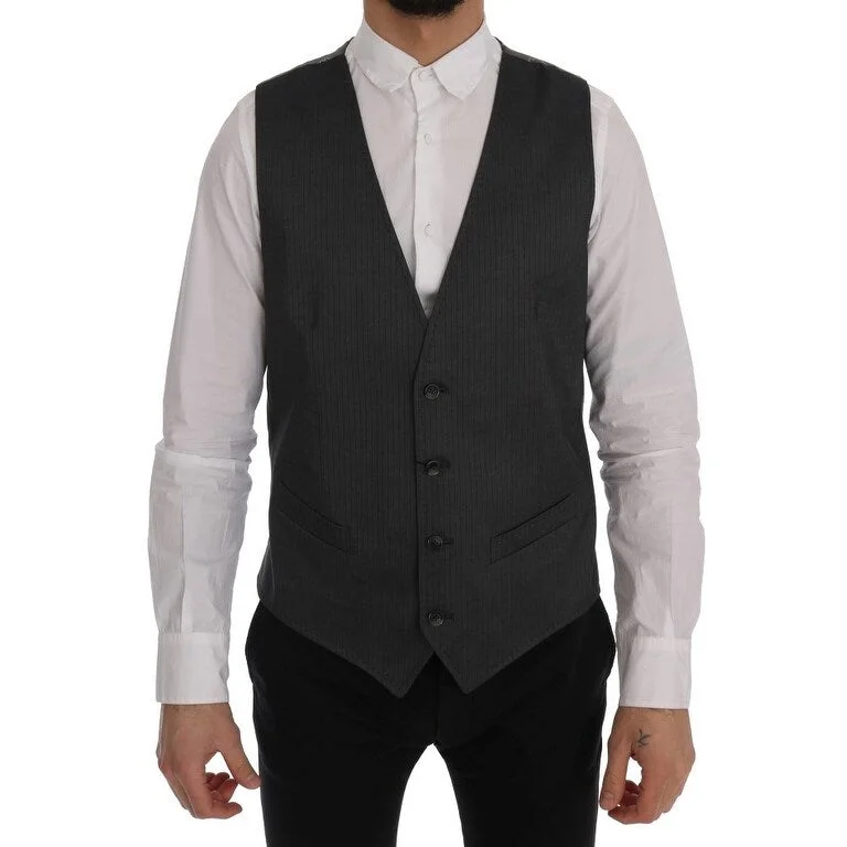 Smart-casual Dolce & Gabbana Sleek Gray Single-Breasted Waistcoat Men's Vest