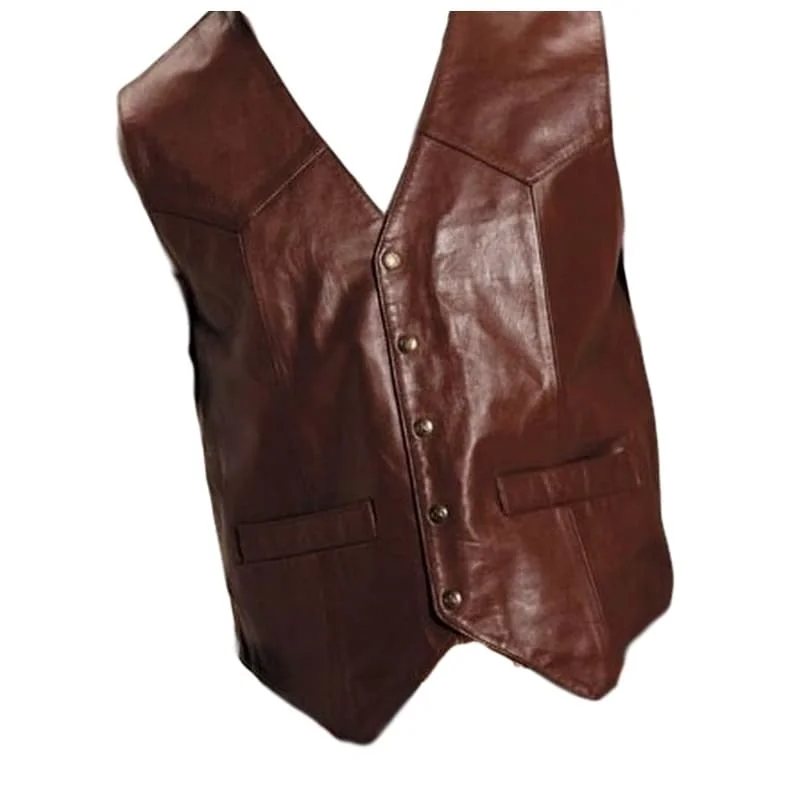 Water-resistant Roper Western Vest Mens Goat Leather Saddle Brown 02-075-0510-0802 BR