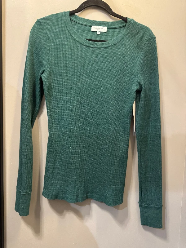 Button-down shirt Top Long Sleeve Basic By Michael Stars In Green, Size: S