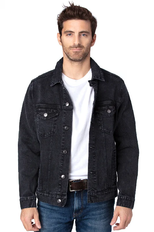 Parka-inspired Threadfast Apparel Mens Button Down Denim Jacket - Black