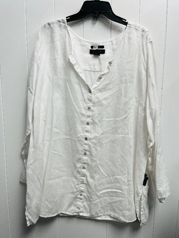 Cozy long sleeve Top Long Sleeve By Tahari By Arthur Levine In White, Size: 3x