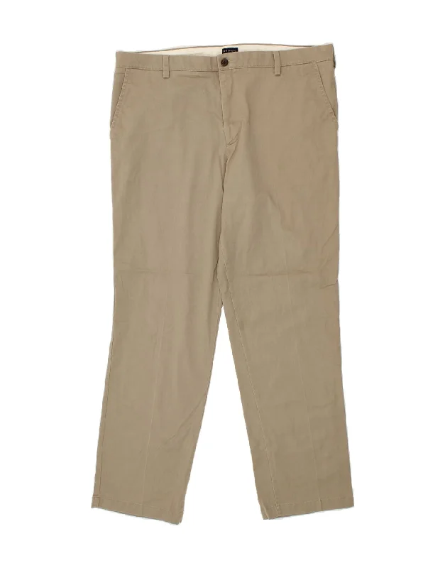 Designer denim DOCKERS Mens Classic Fit Straight Chino Trousers W40 L34 Beige Cotton