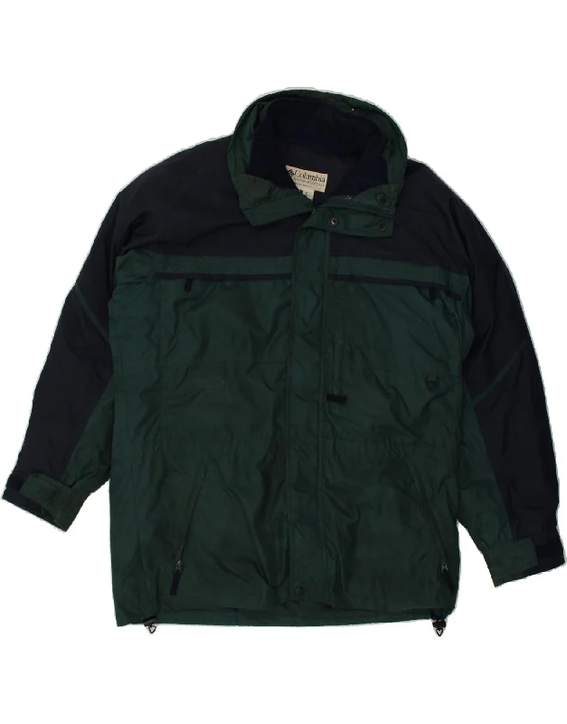 Rugged COLUMBIA Mens Windbreaker Coat UK 40 Large Green Colourblock Polyester