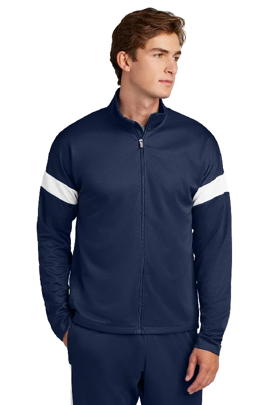 Smart-casual Sport-Tek Mens Moisture Wicking Travel Full Zip Jacket - True Navy Blue/White - New