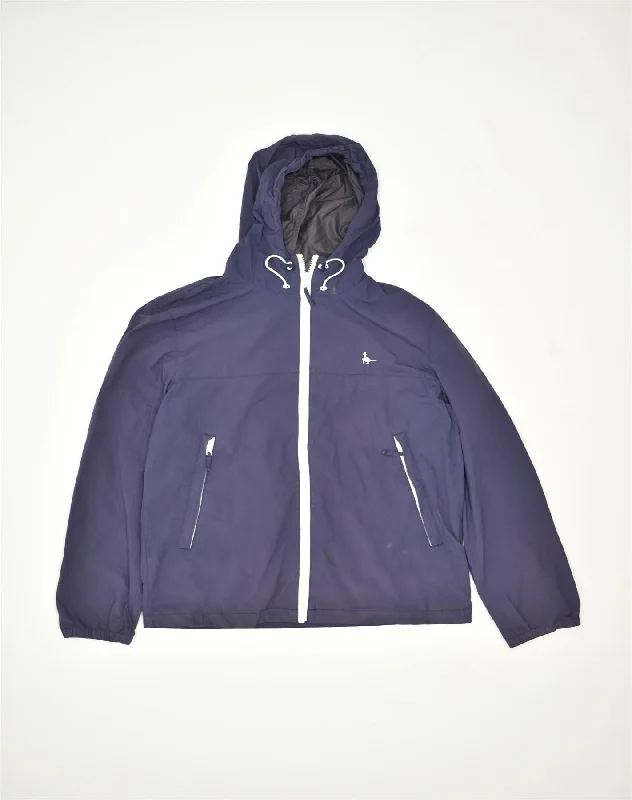 Versatile JACK WILLS Mens Hooded Rain Jacket UK 38 Medium Navy Blue Nylon