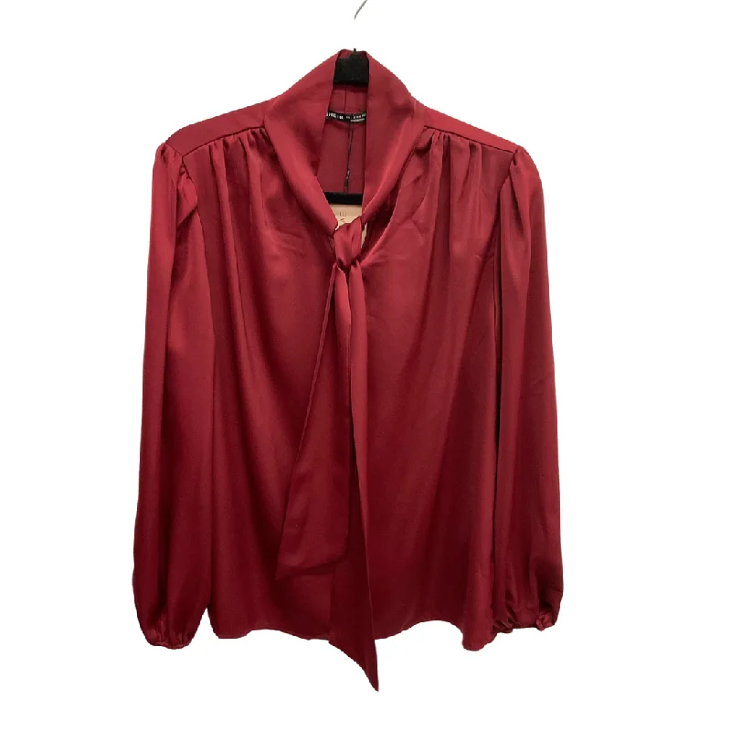 Button-down shirt Top Long Sleeve By Shein In Red, Size: L