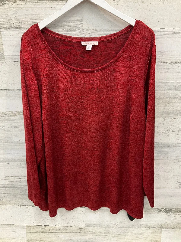 Vintage-inspired long sleeve Top Long Sleeve By Westport In Red, Size: 3x