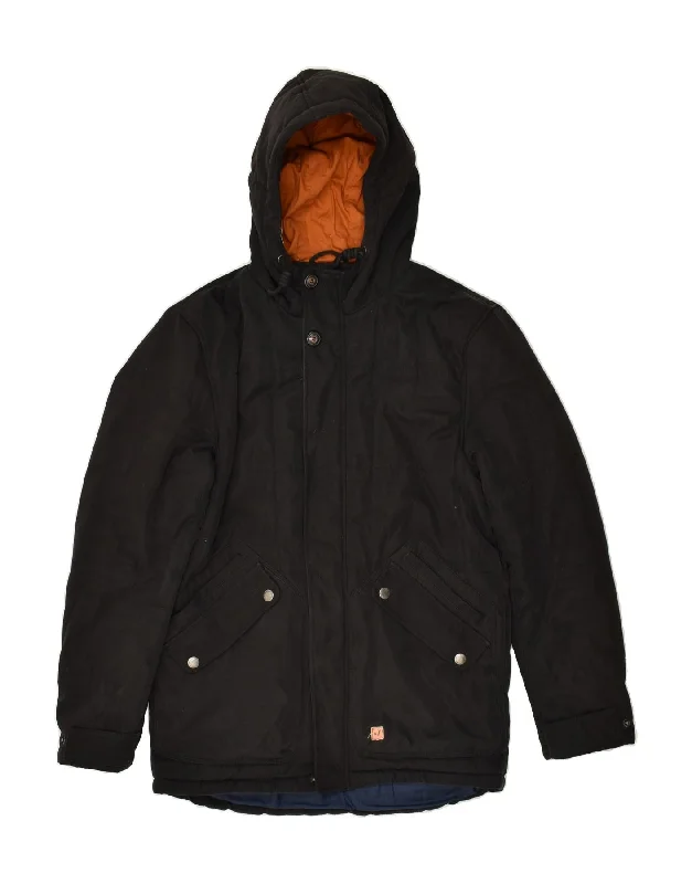 Travel-friendly JACK & JONES Mens Hooded Padded Jacket UK 40 Large Black Polyester