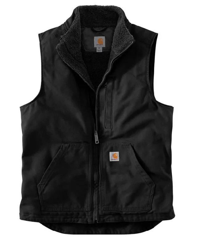 Smart-casual Men's Loose Fit Washed Duck Sherpa-Lined Mock-Neck Vest - Big