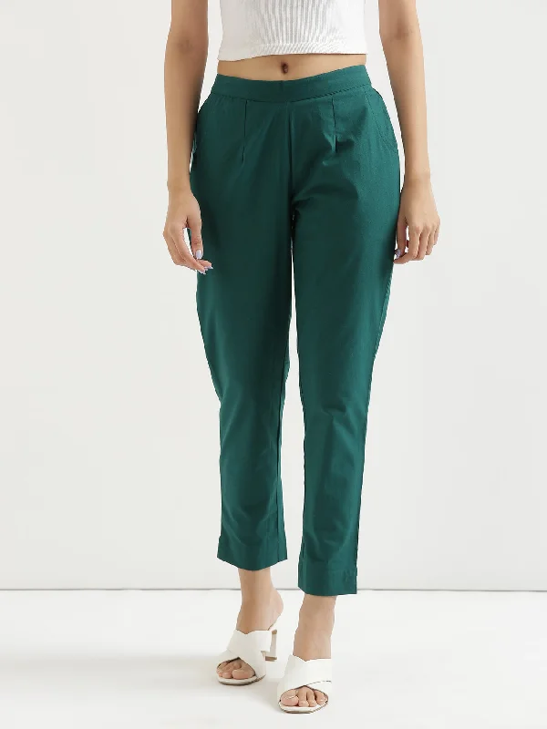 Basic pants Bottle Green Cotton Pant