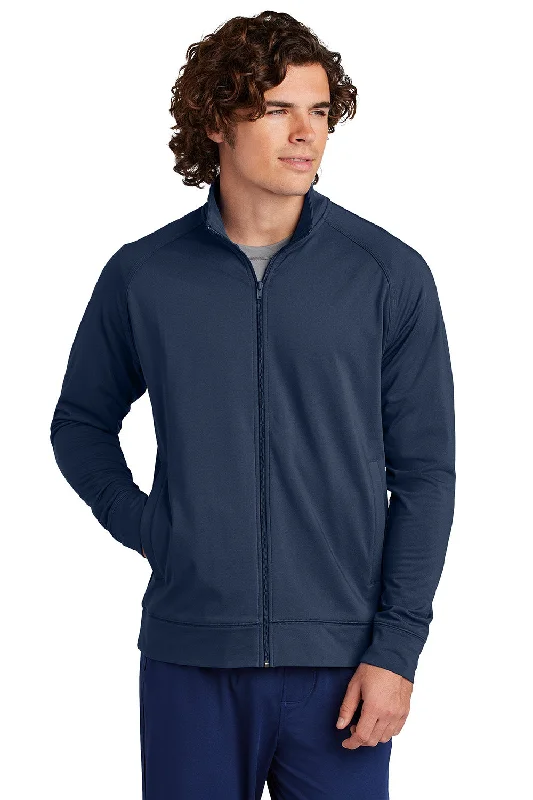 Parka-inspired Sport-Tek Mens Sport-Wick Moisture Wicking Full Zip Cadet Jacket - True Navy Blue - New