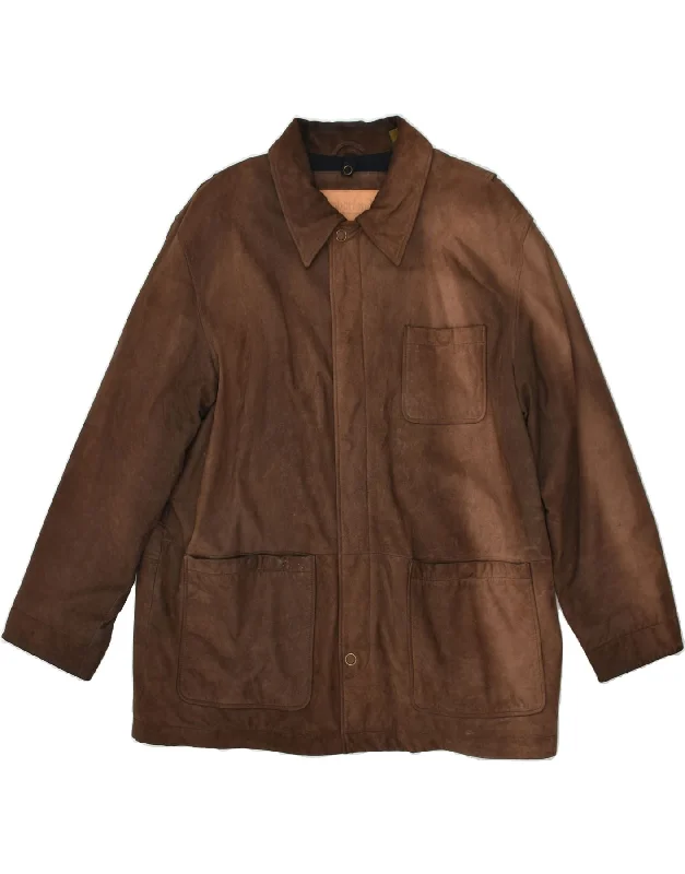 Relaxed-fit TIMBERLAND Mens Leather Coat UK 42 XL Brown Leather