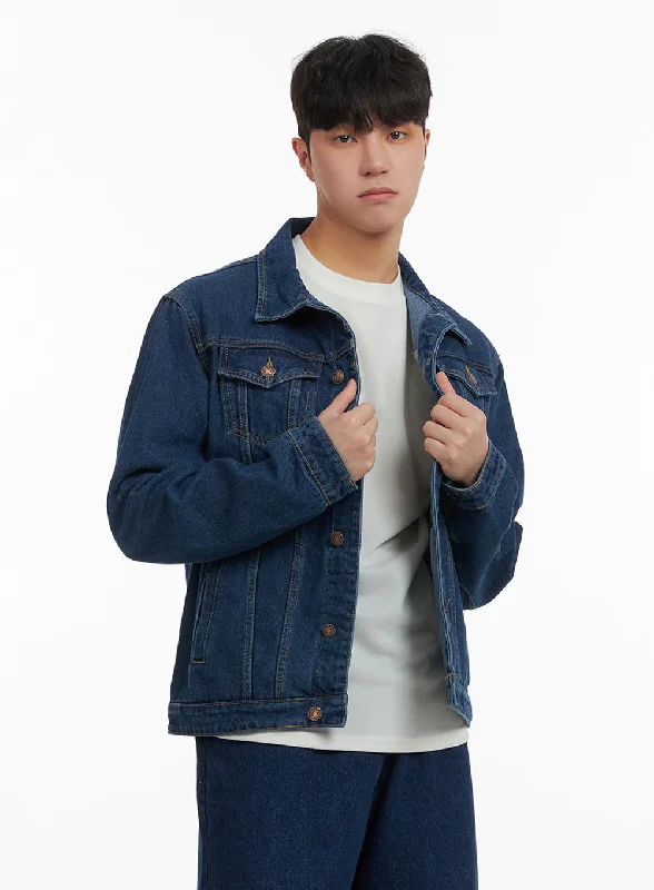 Premium Men's Solid Button Denim Jacket IA402