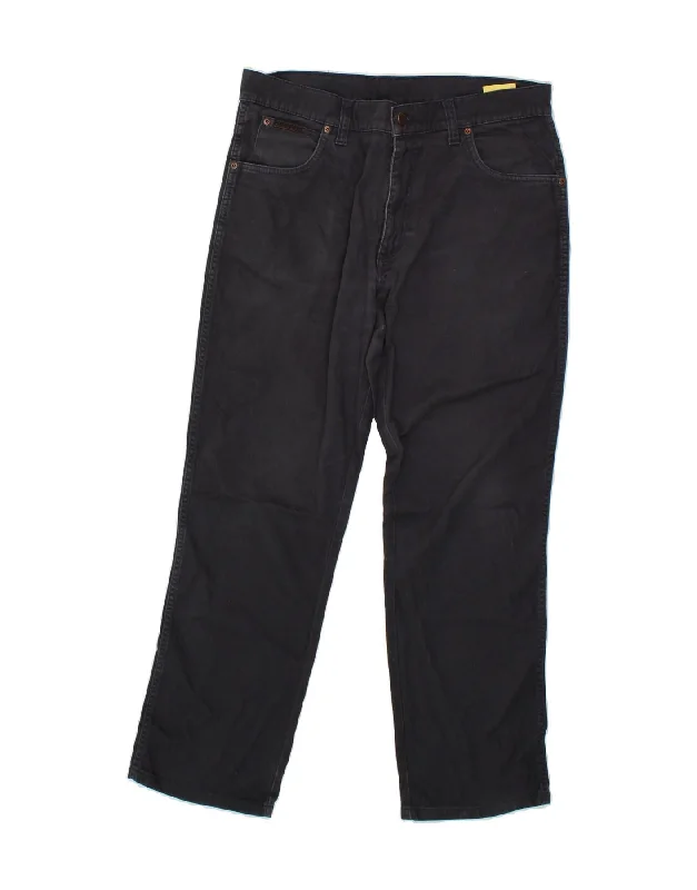 Hip-hop denim WRANGLER Mens Texas Stretch Straight Casual Trousers W34 L30 Black Cotton