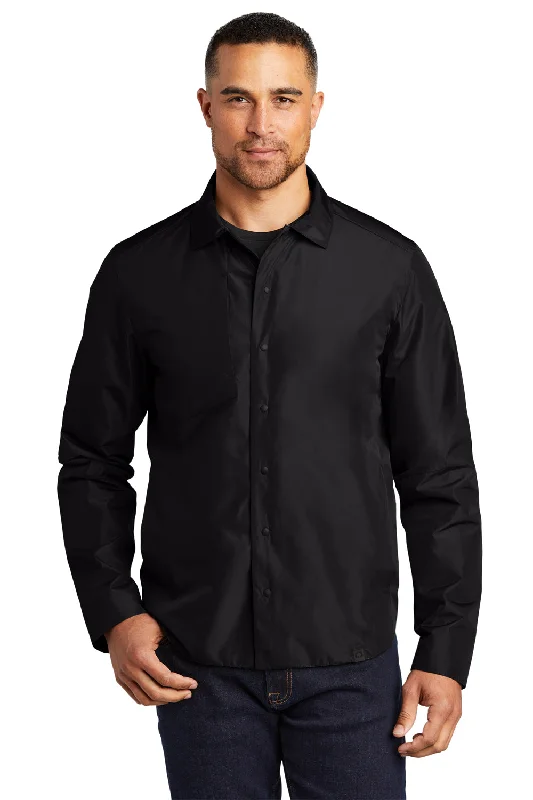 Water-resistant Ogio Mens Water Resistant Reverse Button Down Shirt Jacket - Blacktop