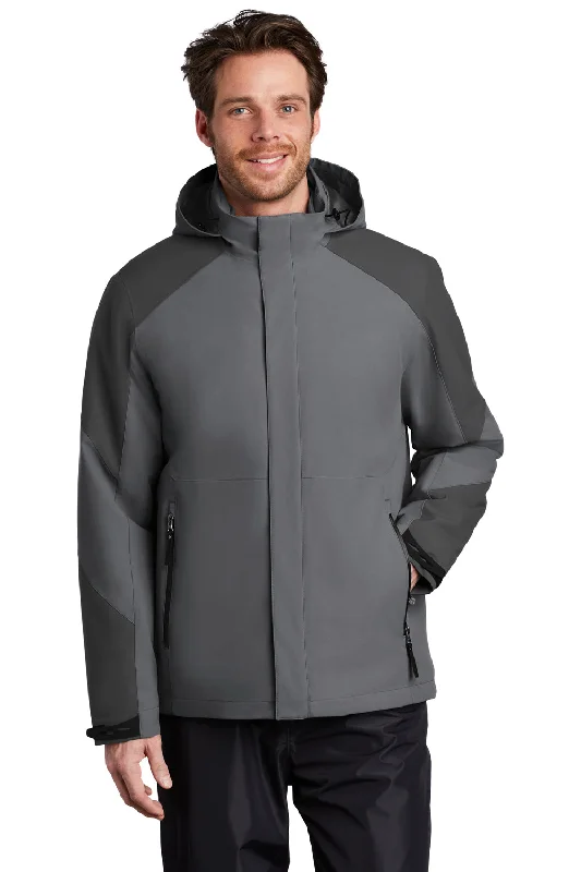 Travel-friendly Port Authority Mens Tech Windproof & Waterproof Full Zip Hooded Jacket - Shadow Grey/Storm Grey