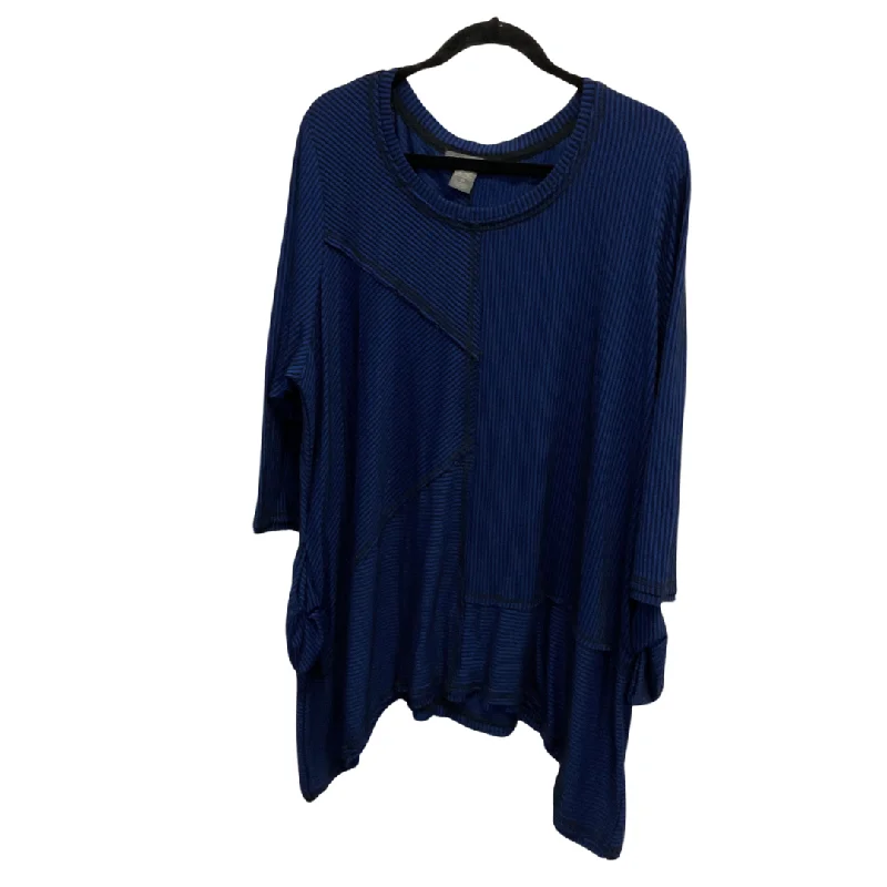 Fitted long sleeve Tunic 3/4 Sleeve By Kate & Mallory In Black & Blue, Size: 2x