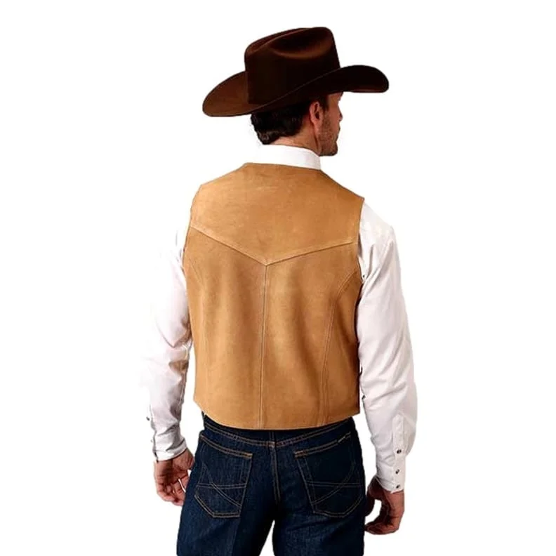 Water-resistant Roper Western Vest Mens Leather Tall Sand Suede 02-075-0500-0811 BR