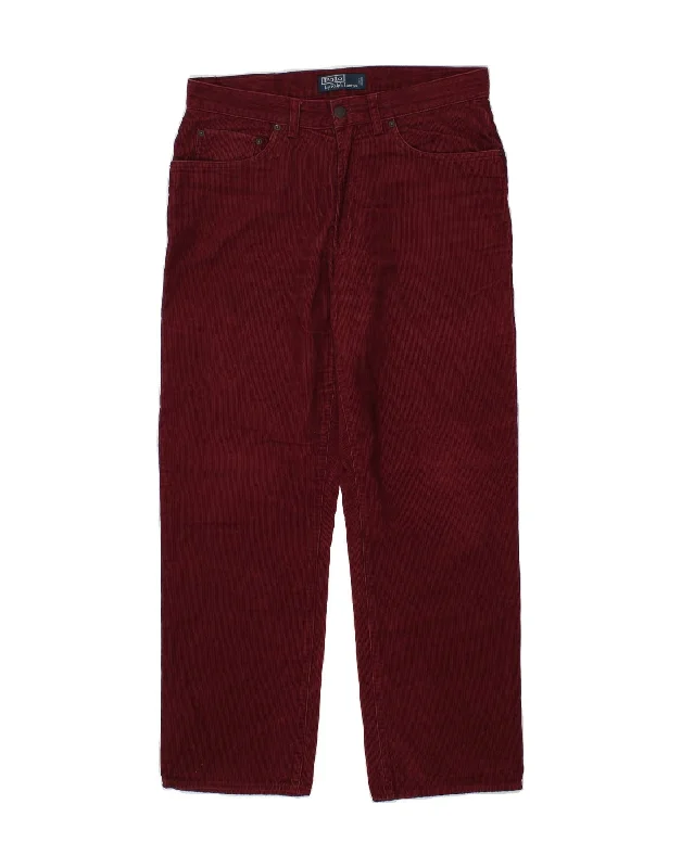 Straight-leg POLO RALPH LAUREN Mens Straight Corduroy Trousers W31 L28 Burgundy Cotton