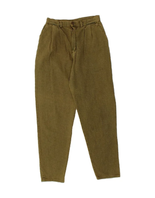 Skinny-fit pants VINTAGE Mens High Waist Tapered Chino Trousers W28 L31 Green Herringbone