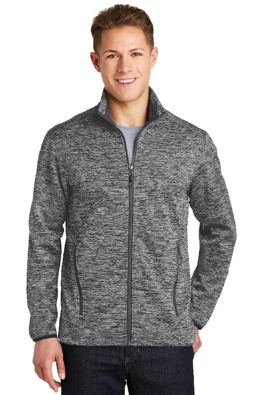 Smart-casual Sport-Tek Mens Electric Heather Water Resistant Full Zip Jacket - Black Electric