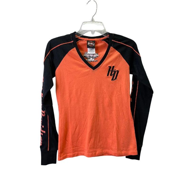 Embroidered long sleeve Top Ls By Harley Davidson In Orange, Size:S