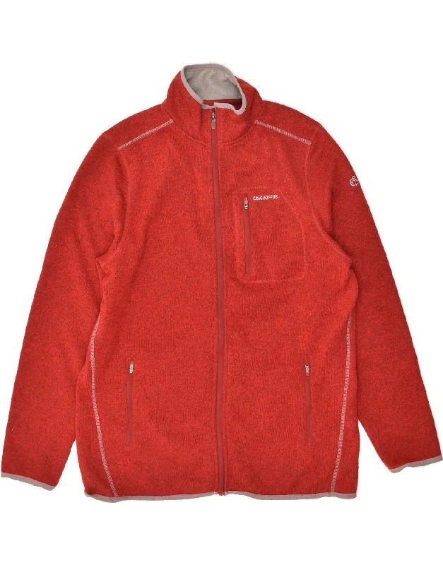 Cozy-layer CRAGHOPPERS Mens Fleece Jacket UK 42 XL Red Polyester