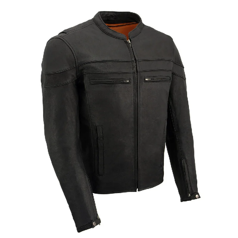 Travel-friendly Milwaukee Leather MLM1525 Men's ‘Crossover’ Black Leather Lightweight MC Jacket