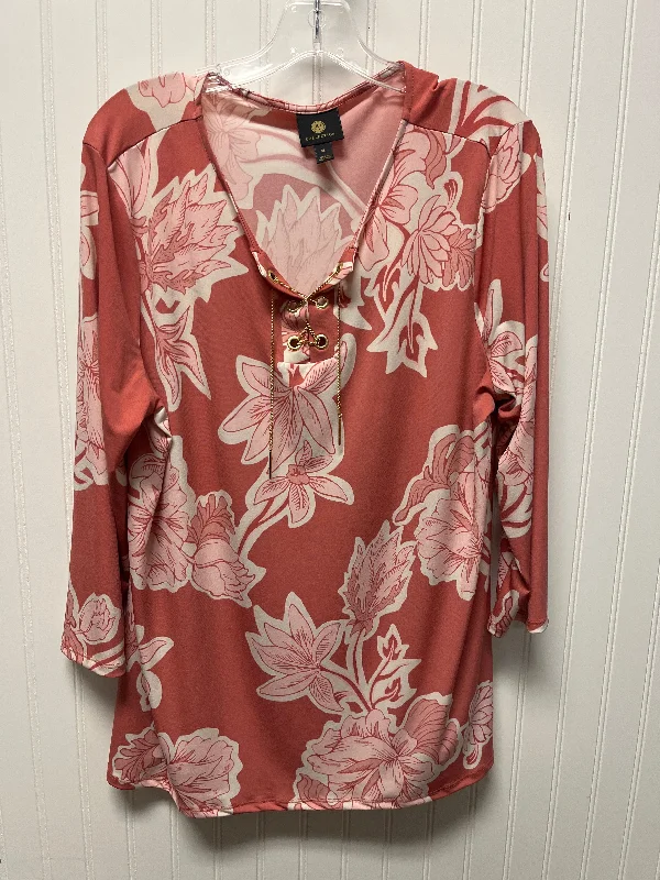 Cotton long sleeve Top Long Sleeve By Jm Collections In Pink, Size: Xl