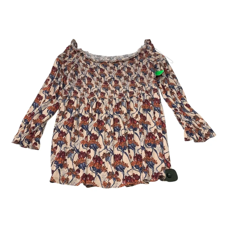 Cotton long sleeve Top Long Sleeve By Melrose And Market In Floral Print, Size: L