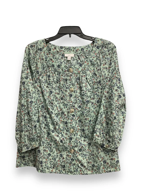 Slim-fit top Top Long Sleeve By J. Jill In Floral Print, Size: Xs