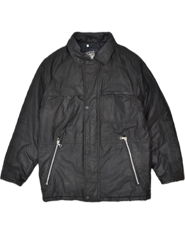 Parka-inspired BLACK PITSTOP  Mens Bomber Jacket UK 40 Large Black Cotton