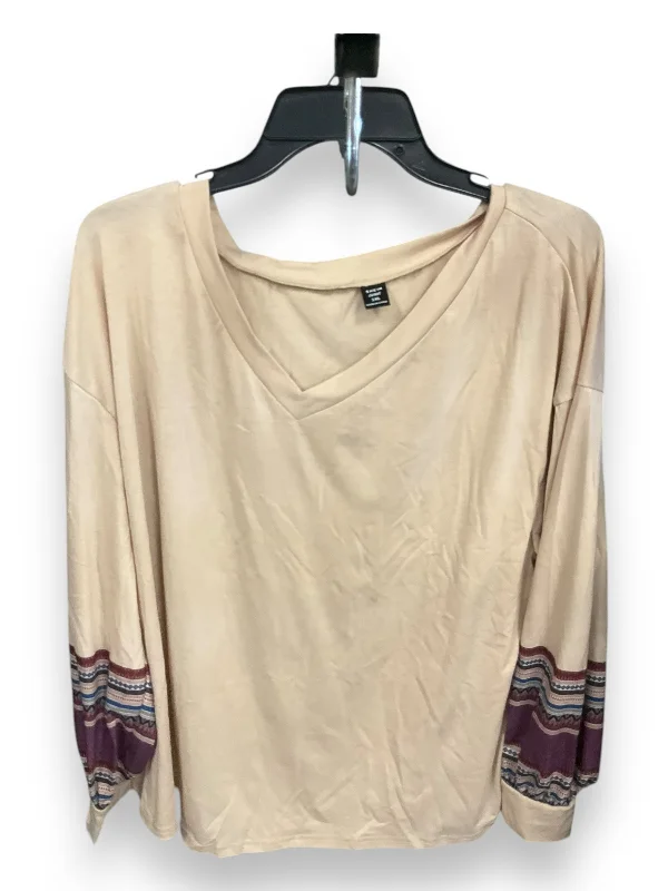 Basic shirt Top Long Sleeve By Shein In Peach, Size: 1x