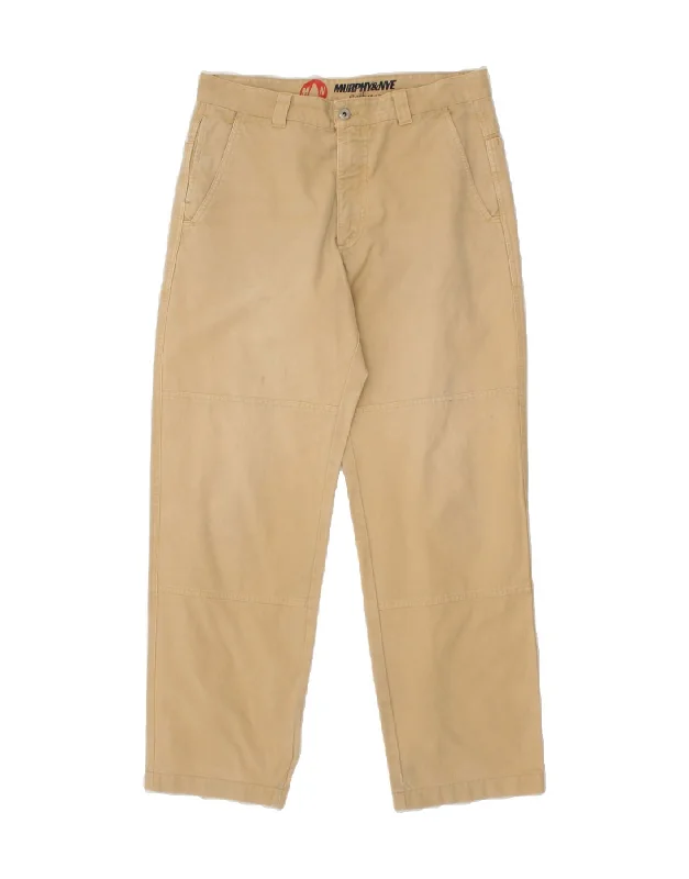 Raw denim pants MURPHY & NYE Mens Sailwear Straight Chino Trousers W36 L31 Beige Cotton