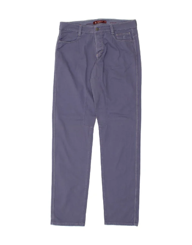 Stone-washed SIVIGLIA Mens Slim Casual Trousers W35 L34 Blue Cotton