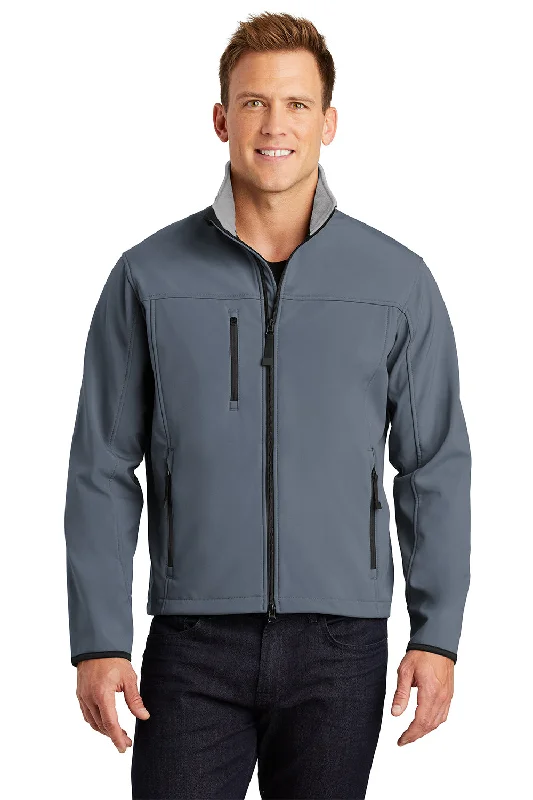 Smart-casual Port Authority Mens Glacier Wind & Water Resistant Full Zip Jacket - Atlantic Blue/Chrome