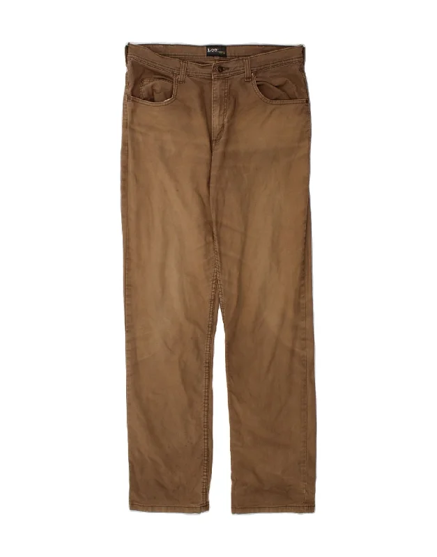 Cuffed LEE Mens Brooklyn Straight Casual Trousers W34 L34 Beige Cotton