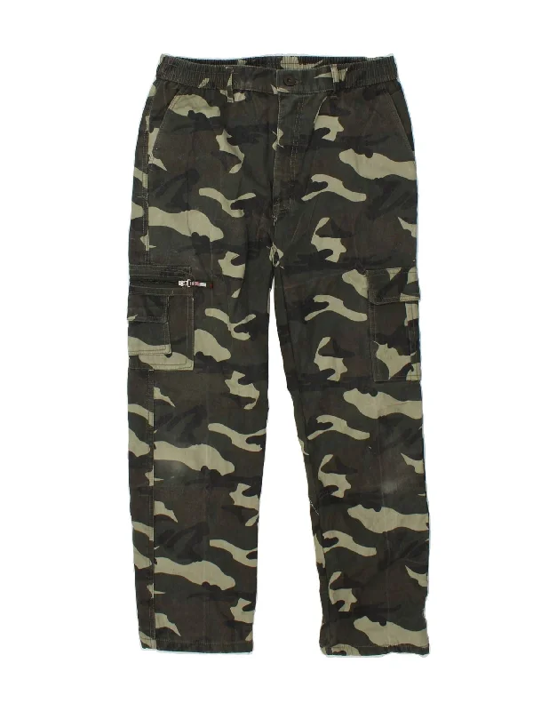 Tinted denim VINTAGE Mens Straight Cargo Trousers Medium W32 L29 Green Camouflage Army