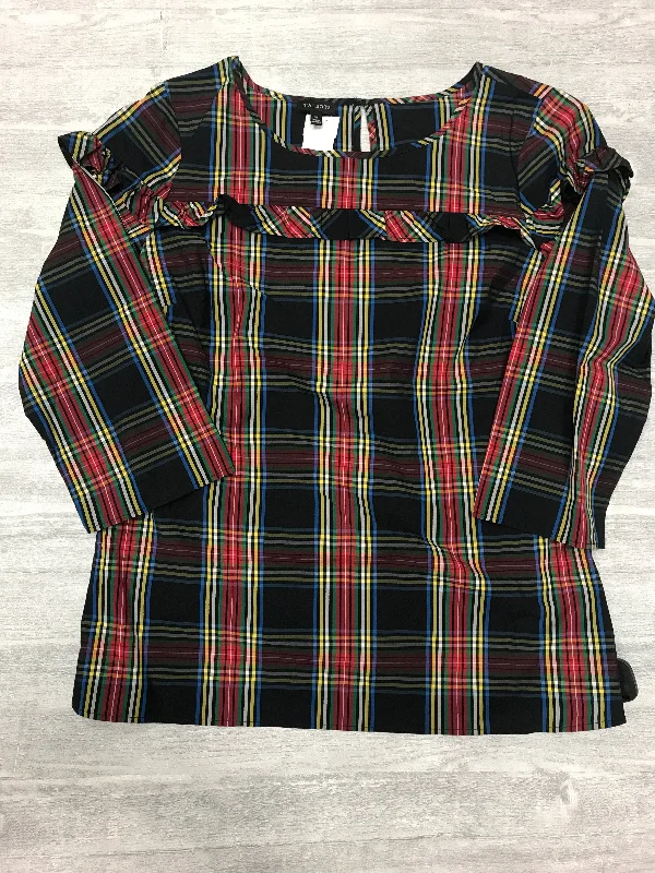 Oversized long sleeve Top Long Sleeve By Talbots In Plaid Pattern, Size: M