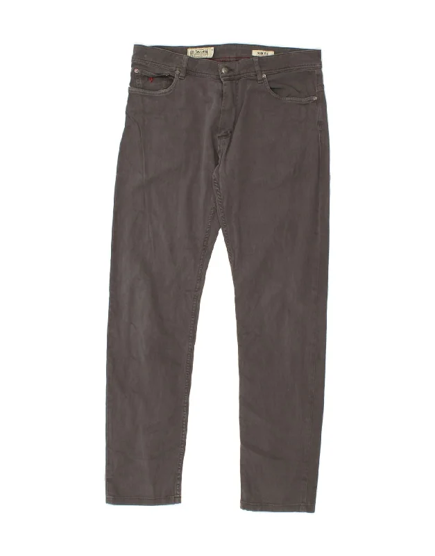 Wide-leg pants MARLBORO CLASSICS Mens Slim Fit Casual Trousers W33 L34  Grey Cotton