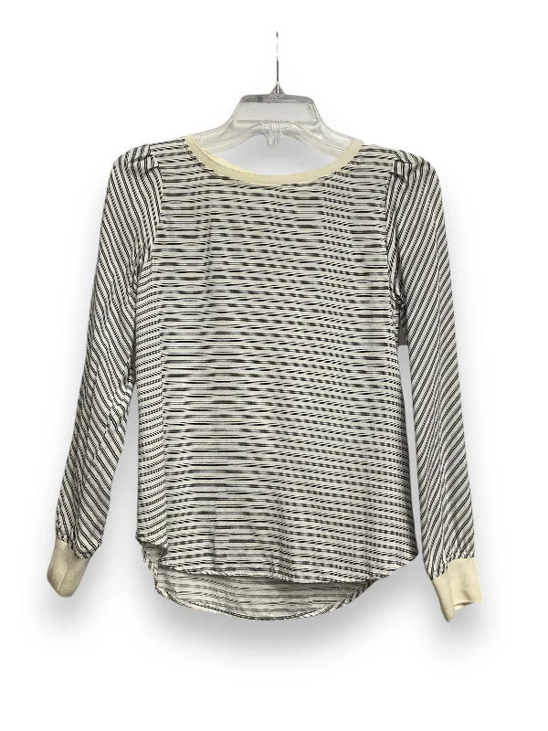 Lightweight fabric Top Long Sleeve By Loft In Striped, Size: Xs