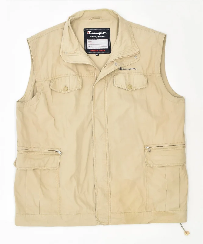 Smart-casual CHAMPION Mens Utility Gilet UK 44 2XL Beige Cotton