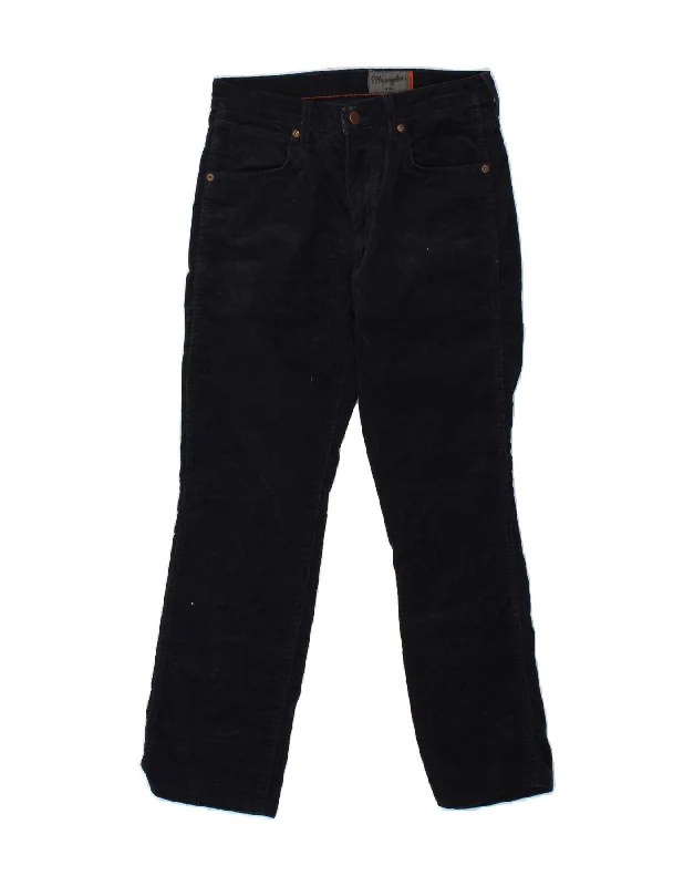 High-waisted shorts WRANGLER Mens Arizona Stretch Straight Corduroy Trousers W30 L28 Navy Blue