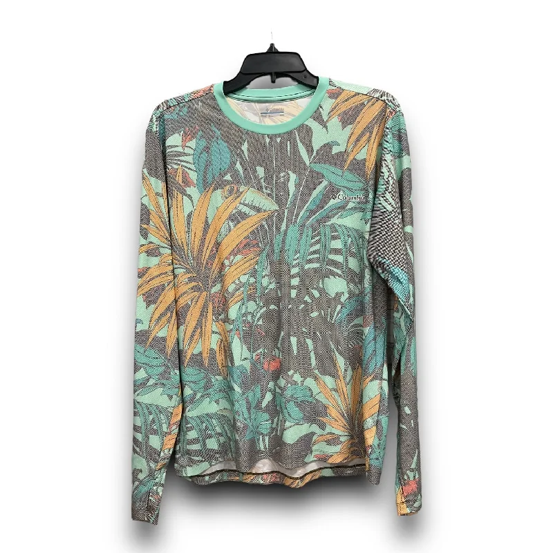 Premium long sleeve Tropical Print Athletic Top Long Sleeve Crewneck Columbia, Size M