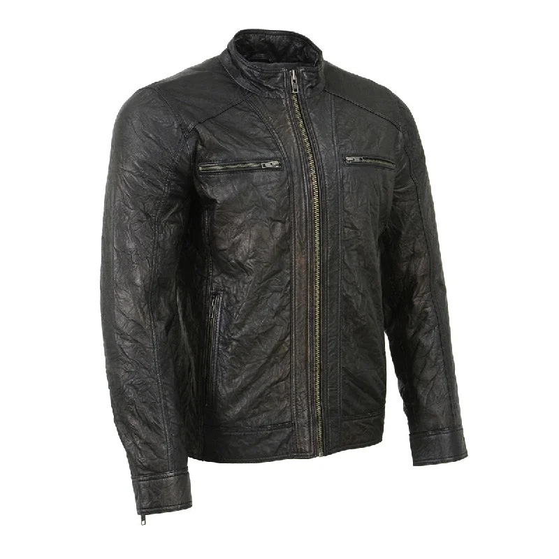 Travel-friendly Milwaukee Leather SFM1861 Men's Two-Tone Leather Jacket with Front Zipper Closure