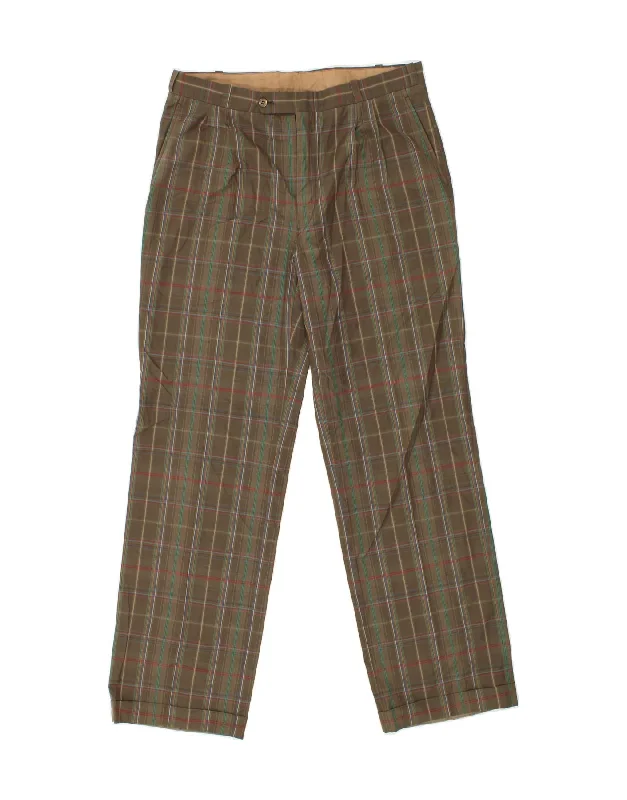 Skinny VINTAGE Mens Straight Chino Trousers W32 L31  Brown Check