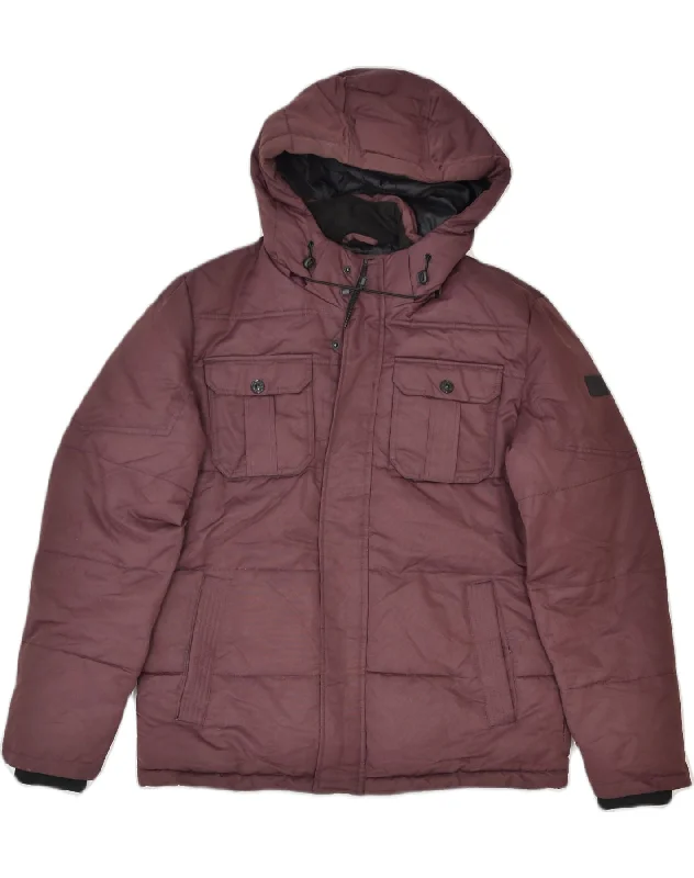 Water-resistant JACK & JONES Mens Hooded Padded Jacket UK 40 Large Brown Polyamide