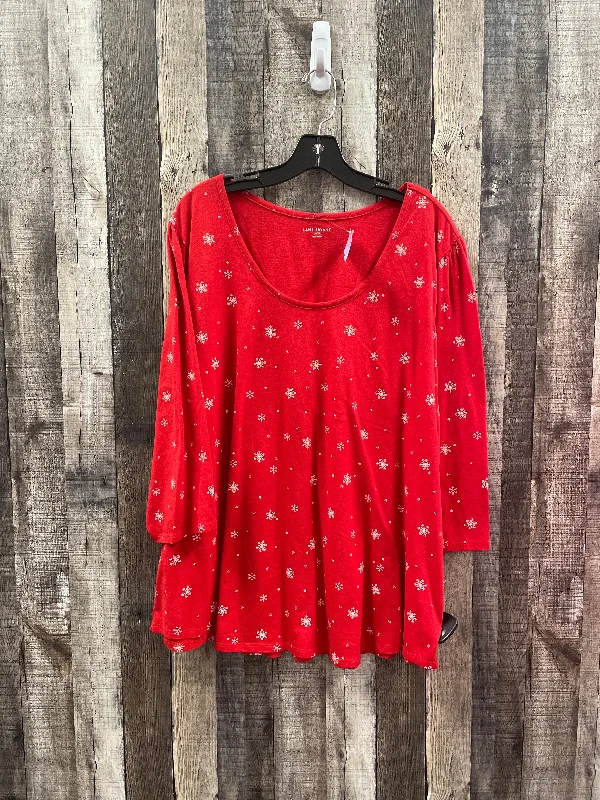 Slim fit Top Long Sleeve By Lane Bryant In Red, Size: 4x